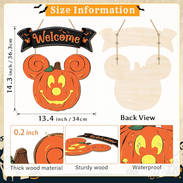 Halloween-hiiren kurpitsakoriste, Halloween-hiiren tervetulotoivotus, sopii etuovelle, sopii kodin ikkunaseinän koristeluun