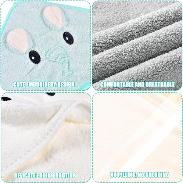 (Vihreä) Baby Boy Bathcape 3Pcs Terry Towel, Pehmeä ja Vahva Imeytyminen, 80 x 80cm Laadukas Koralli