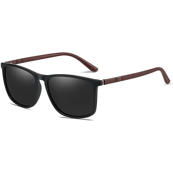 SunShadeX/Designer-001-Solbriller-1-Vintage Kvadrat: Polariseret, UV400 Beskyttelse, Unisex Black Red