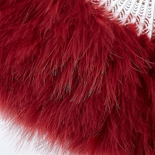 Fjer Vifte, Vintage Folde Vifte Flapper Håndvifte - Red