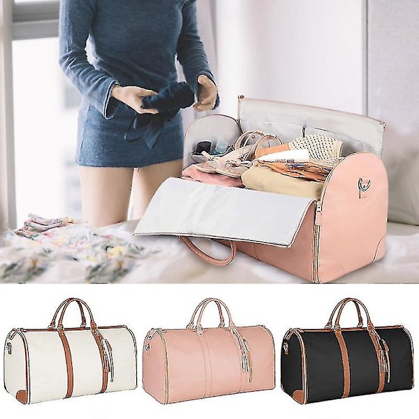 Reiseveske for klær, Stor PU-skinn duffelbag for kvinner, Vanntette klesposer XC White