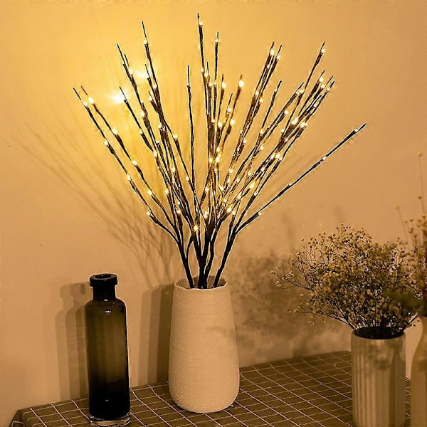 3-pack LED-upplysta pilgrenar lampa 60 glödlampor konstgjorda flexibla kvistar dekoration