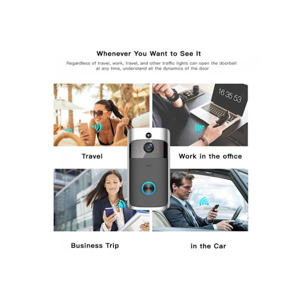 Trådlös videodörrklocka med rörelsesensor och wifi Grey gray