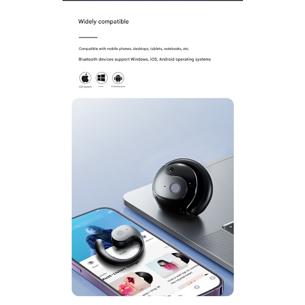 AI smart Bluetooth headset til real-time simultantolkning, kan afspille musik, let at bære, kompatibel med Apple og Android computere brown