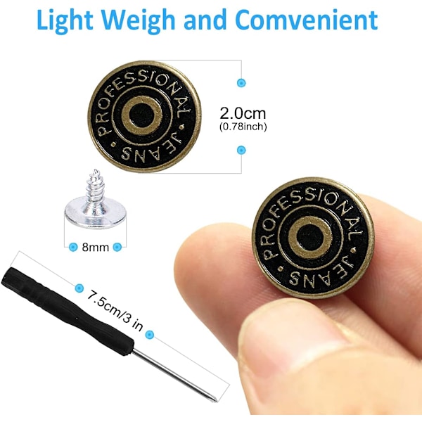 DIY (30 st) Ersättningsknappar för Byxor, 20mm Jeansknapp, Metall【GKS】