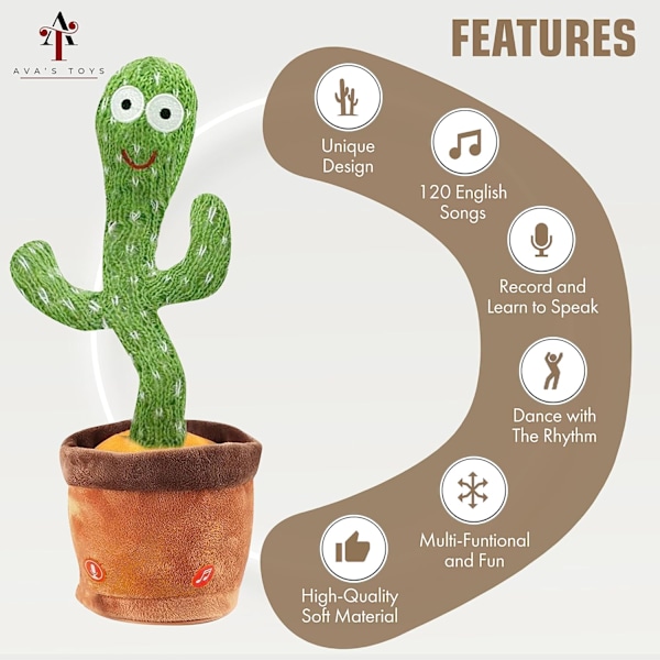 Kaktusleker som lærer å snakke, synge, danse, svinge, plysjleker, pedagogiske leker Dancing Cactus