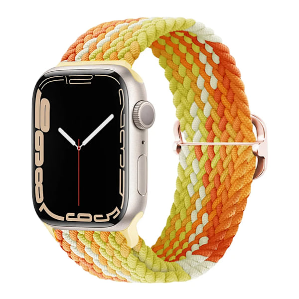 Flettet rem til Apple Watch Rem 44mm 40mm 45mm 41mm 42mm 38mm 49mm Elastisk Solo armbånd iWatch serie 9 se 7 5 6 Ultra2 Band 19. Duftende orange 19.Fragrant Orange 38mm 40mm 41mm