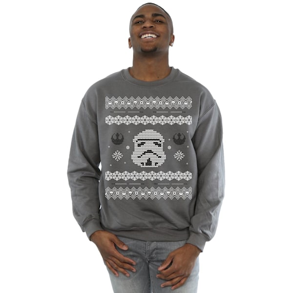 Tähtien sota Stormtrooper Joulu Fair Isle -Housu XXL Miehille Antrasiitti Charcoal XXL