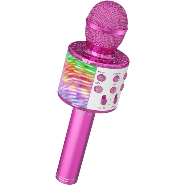 Trådlös karaokemikrofon Bluetooth 4 i 1 bärbar karaokespelaremikrofon med LED-lampor för dansfest Sångpresentidé för barn Vuxna (S