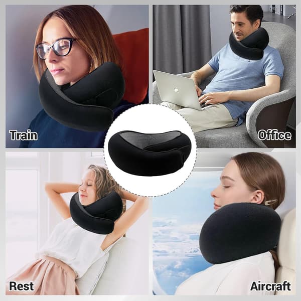 Resenackkudde U-formad minnesbomull Nackkuddar Massage Nackkudde Sovande Flygplanskudde Cervikal Hälsovårdskudde Mörkgrå dark grey
