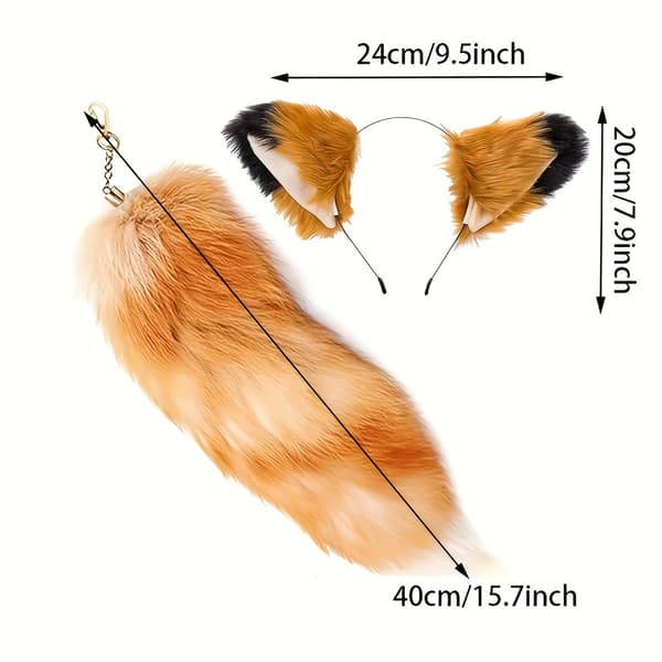 Dyrekostumer og rekvisitter: katte- og rævehårbånd, fluffy hale-dekorationer headband 38-42cm