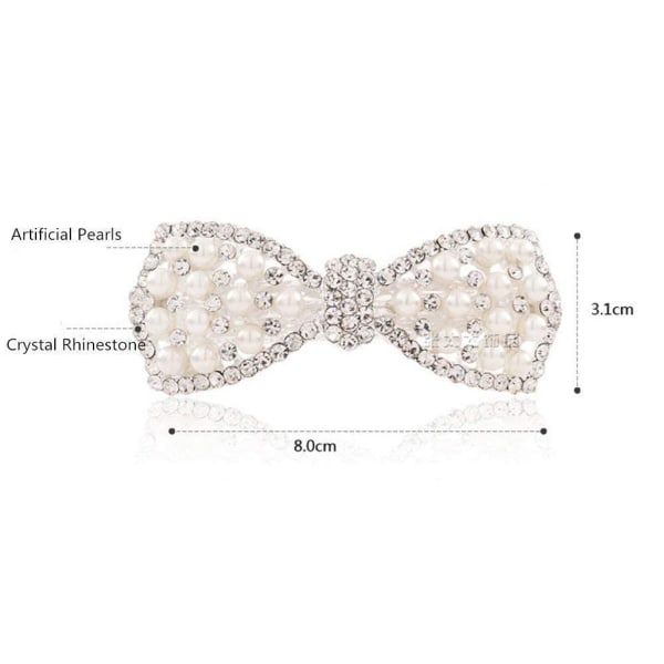 HHL Silver i koreansk stil Kristall Strass hårspännen Butterfly Pearls Hårklämmor Pins for Women Girls (1st)