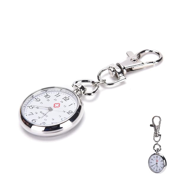 Rustfrit stål quartz ur e nøglering Ny gave sølv silver one size