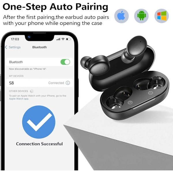 kurdene Langattomat Kuulokkeet Bluetooth 5.3 In-Ear Kevyet Kuulokkeet, Syvä Basso Kuulokemikrofoni, Selkeät Puhelut Kuulokkeet Urheiluun ja Treeneihin