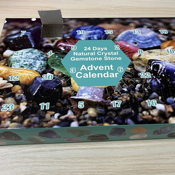 Julkalender med ädelstenar, 24 fack, naturliga kristaller, blind box, kreativ, nyhet, överraskningsgåva för barn style 1