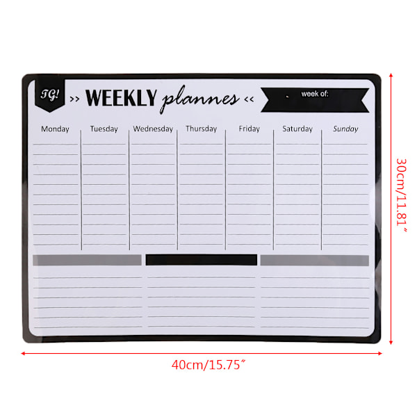 Veckoplanerare Mjuk Magnetisk Whiteboard Kylskåpsmagneter Ritning Anslagstavla Påminnelse Memoblock Kalender