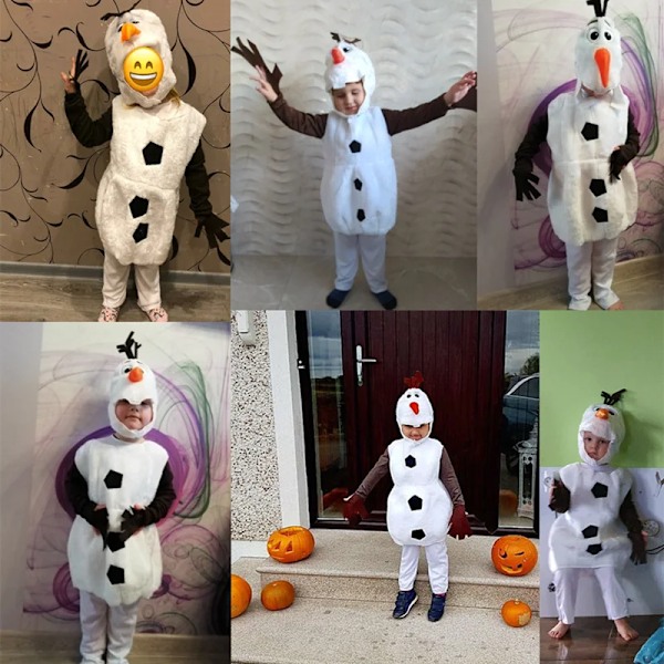 Nyårs Jul Flickor Olaf Kostym Frozen Deluxe Tjockare Bodysuit Halloween Huvad Klädsel Party Gåva Klä Upp Dig. 01 1 L(9-10T)