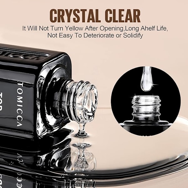 Bas- och topplack, 2*10 ml UV Gel Baslack & Topplack glansigt för Gel Naglar Nagelkonst
