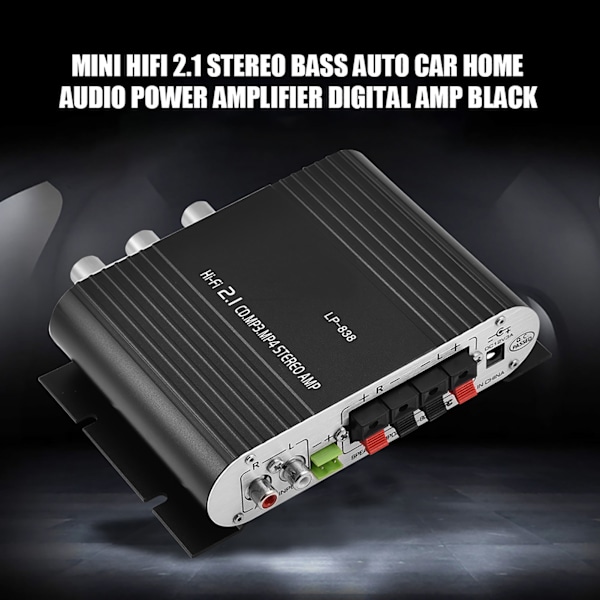 Mini HiFi 2.1 Stereo Bas Auto Bil Hjemme Audio Forstærker Digital Forstærker Sort
