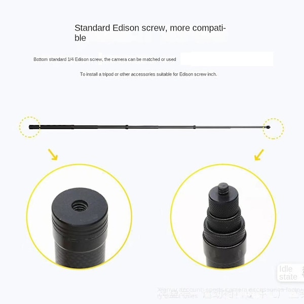Osynlig Kolfiber Selfie Stick med Justerbar Förlängningsstång för Insta 360 X3 / One X2 Go 2 Selfie