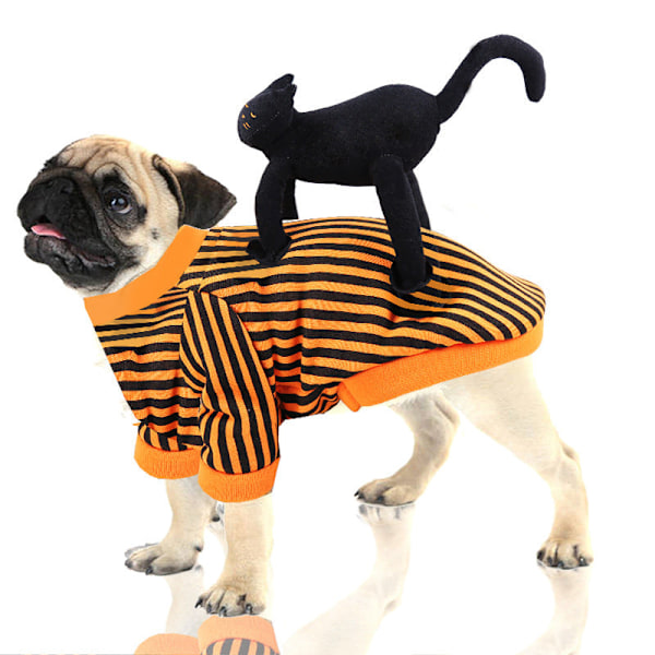 Husdyrkostyme Morsom Svart Katt Stående Antrekk Hund Halloween Julfest Antrekk Middels Hund Orange svart stripete Orange black striped xl