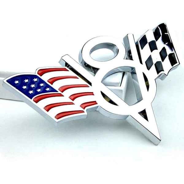 3D-metallinen V8 USA -lippu moottoripyörän auton tarra logo tunnusmerkki