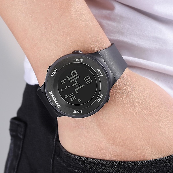 Digital klocka med armband Vattentät mjukplast för män Lysande armbandsur för studenter, vuxna, unisex