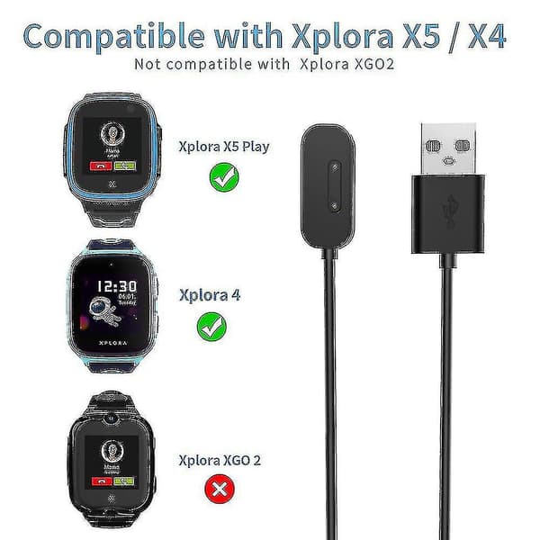 USB-opladerkabel til børneur Xplora X5 Play X5 X4 black