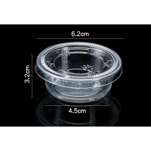 Förpackning med 100 Plastburkar för Sås med Lock, 2OZ/60ml Matbehållare【GKS】