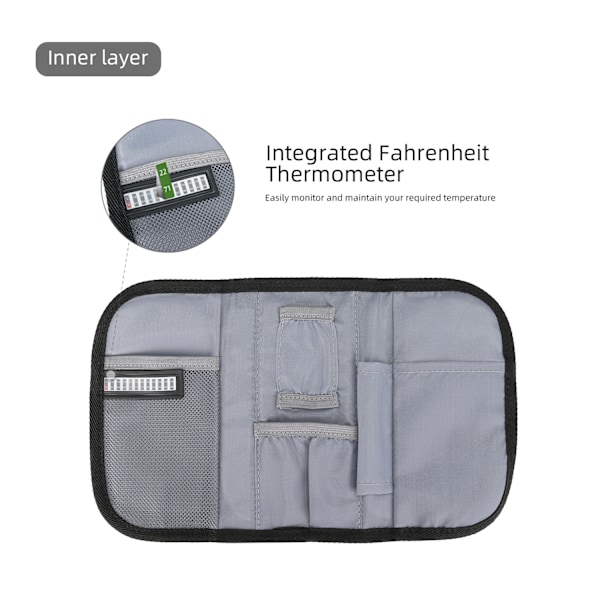 Insulin kylväska resefodral diabetisk medicin kylväska med isoleringsfoder (grå)