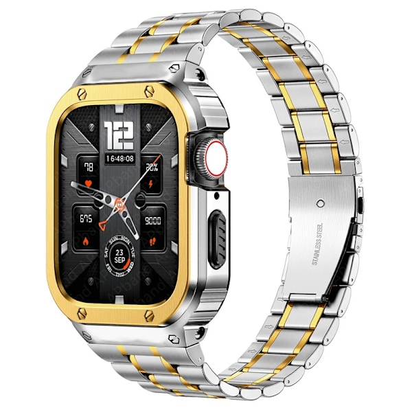 Ruostumattomasta teräksestä valmistettu kotelo + ranneke Apple Watch -kellolle 44 mm 45 mm 49 mm 40 mm Puskurikuori Tarvikkeet iwatch Ultra -sarja 8 6 SE 7 Ranneke hopea silver 41mm