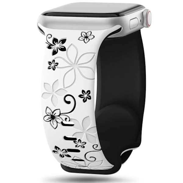 Graveret rem til Apple Watch-bånd 40mm 44mm 41mm 49mm 45mm 38mm 42mm silikone armbånd til iWatch serie 9 7 se 6 5 4 8 ultra hvid sort white black 42mm 44mm 45mm 49mm