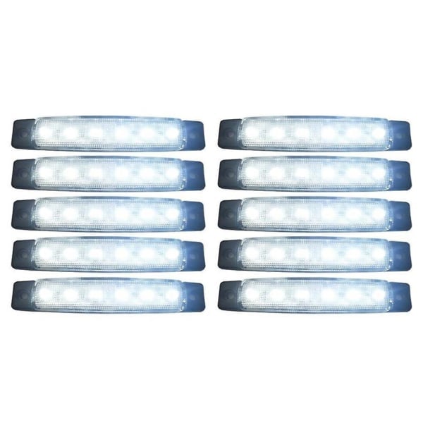 10 stk. 24V baglygter med 6 SMD LED sideindikatorer hvidt lys til busser/lastbiler/T