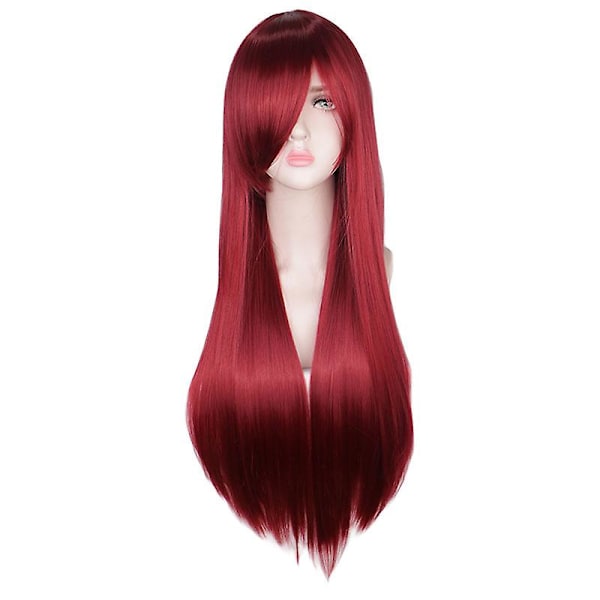 Wekity 80cm Vacker Charmig Cosplay Rak Hår Peruk, Bourgogne, wz-1239