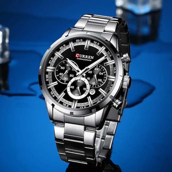 CURREN Klokke Menn Lysende Viser Quartz Chronograph Sportsklokke Mote Rustfritt Stål Klokke