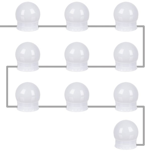 LED-lampor för sminkspegel sminkbord - Fästs runt spegeln White White