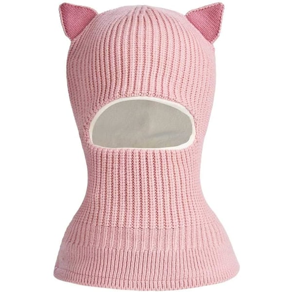 Baby Flickor Pojkar Vinter Varma Halsduk Sjal Mössa Stickad Söt Ansiktsmask Balaclava, Rosa