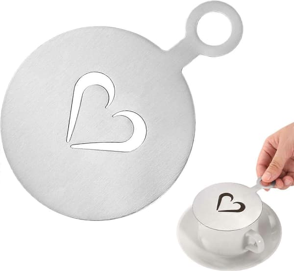 Latte Art Stencil i Rustfrit Stål til Kaffe og Cappuccino med Flere Mønsterdesigns