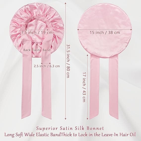 Silke Søvn Hætte Satin Hår Hætte Justerbar Hætte Pink Hætter Sovende Hætte til Kvinder Piger Hætter til Naturligt Krøllet Hår