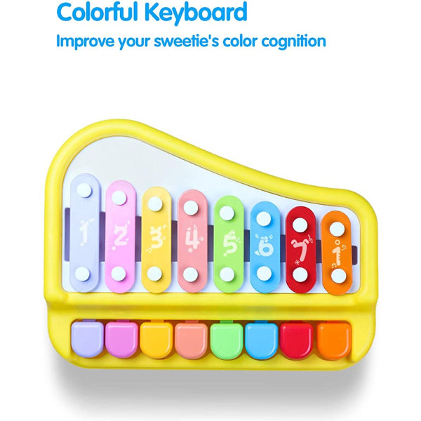 Baby för småbarn 1-3 år gamla, xylofonmusikleksaker Lärande förskoleinstrument Pedagogisk 2-i-1(8 metalltangenter)