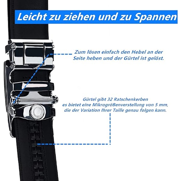 Bälte 110-130cm justerbart spärrspänne automatiskt bälte herr