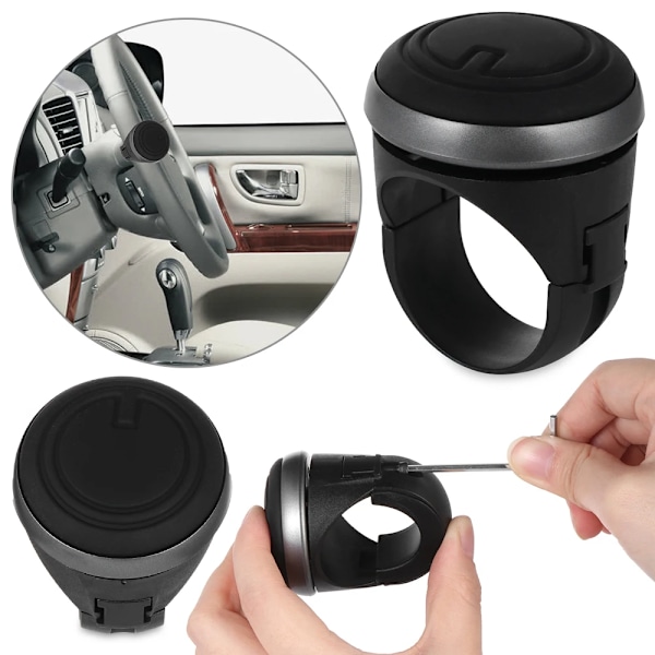 (C) 1 stk. Universal Bil Drejehåndtag Sjov Spinner Knappen 360 Graders Rotation Metal Leje Servostyring A-Knob
