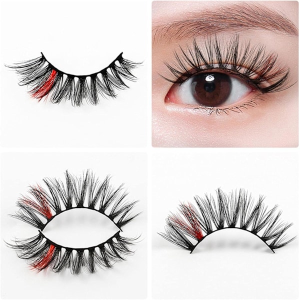 (iLashes.SE) 5 par lösögonfransar - 3D faux mink G826 (svart/rosa) (G-826)