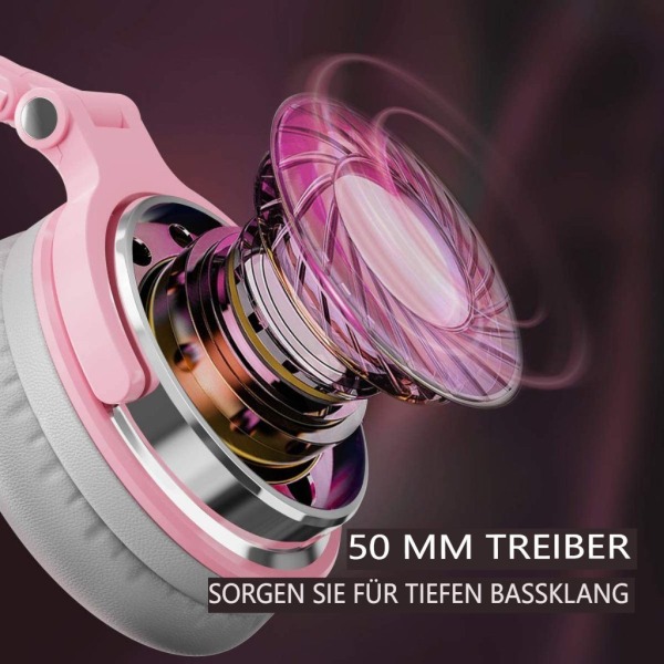 Over ear-hörlurar med kabel, 50 mm drivrutin, basljud, 6,35 & 3,5 mm jack