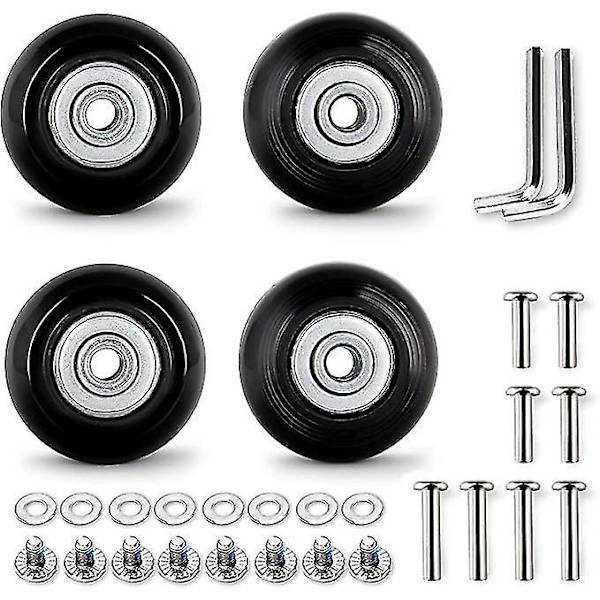 50mm Set med 4 Ersättningshjul för Resväska Gummi Trolley Resväska Hjul Ersättningsdelar Svängbara Hjul Lager