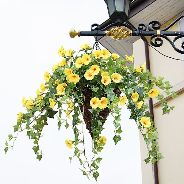Kunstig Petunia i Rattan for Utendørs/Innendørs Bruk{GKS} (yellow)