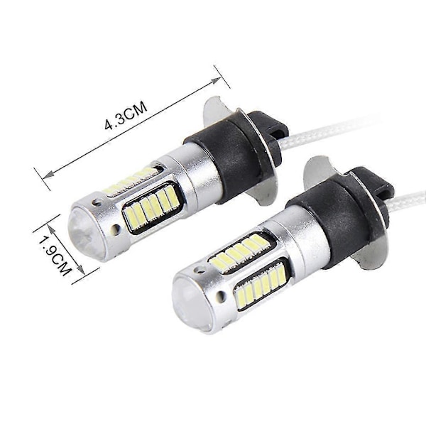 stk. H3 10W 30 SMD-4014 LED tågelygter til bil, DC 12V White Light