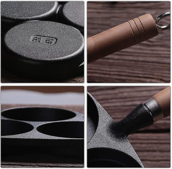 Mini Eggpan 3 Former, Jernpanne Omelett Steking Burger Stekt Pot