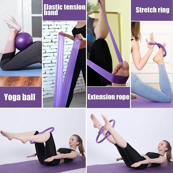 5-Pack Pilates Ring Set 14 Tum Yoga Fitness Magic Circle Pilatesutrustning för Träning Hemma Fitness Kit - Perfekt