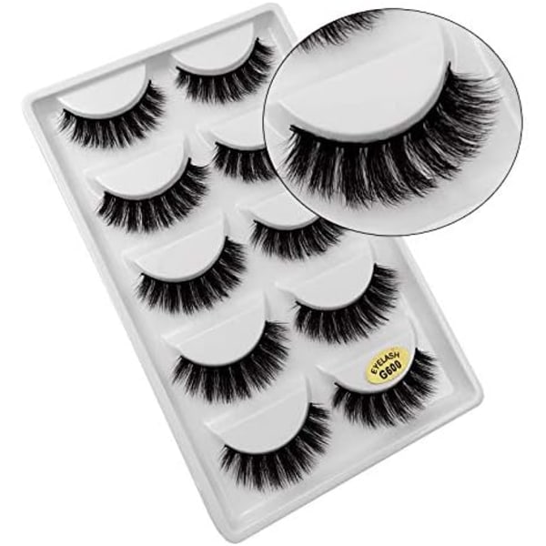 (iLashes.SE) 5 paria tekoripsiä - 3D faux mink G600 musta (iLashes.SE) (G-600)
